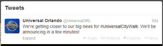 Universal CityWalk Announcement