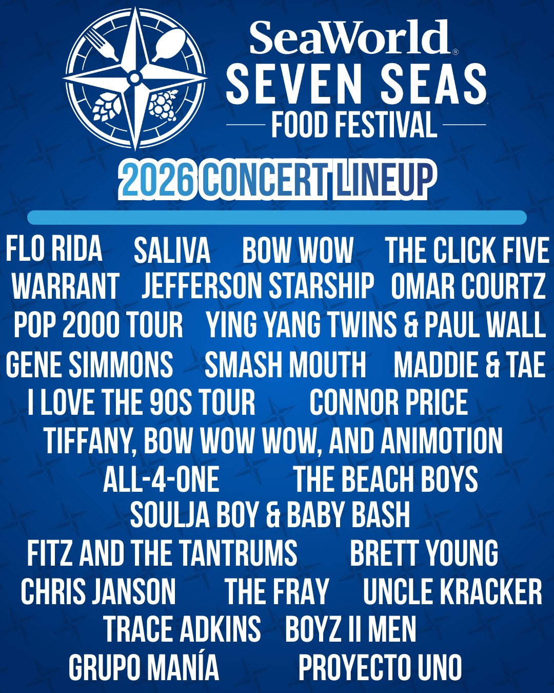 SeaWorld Seven Seas Food Festival Concert Line-up Announced